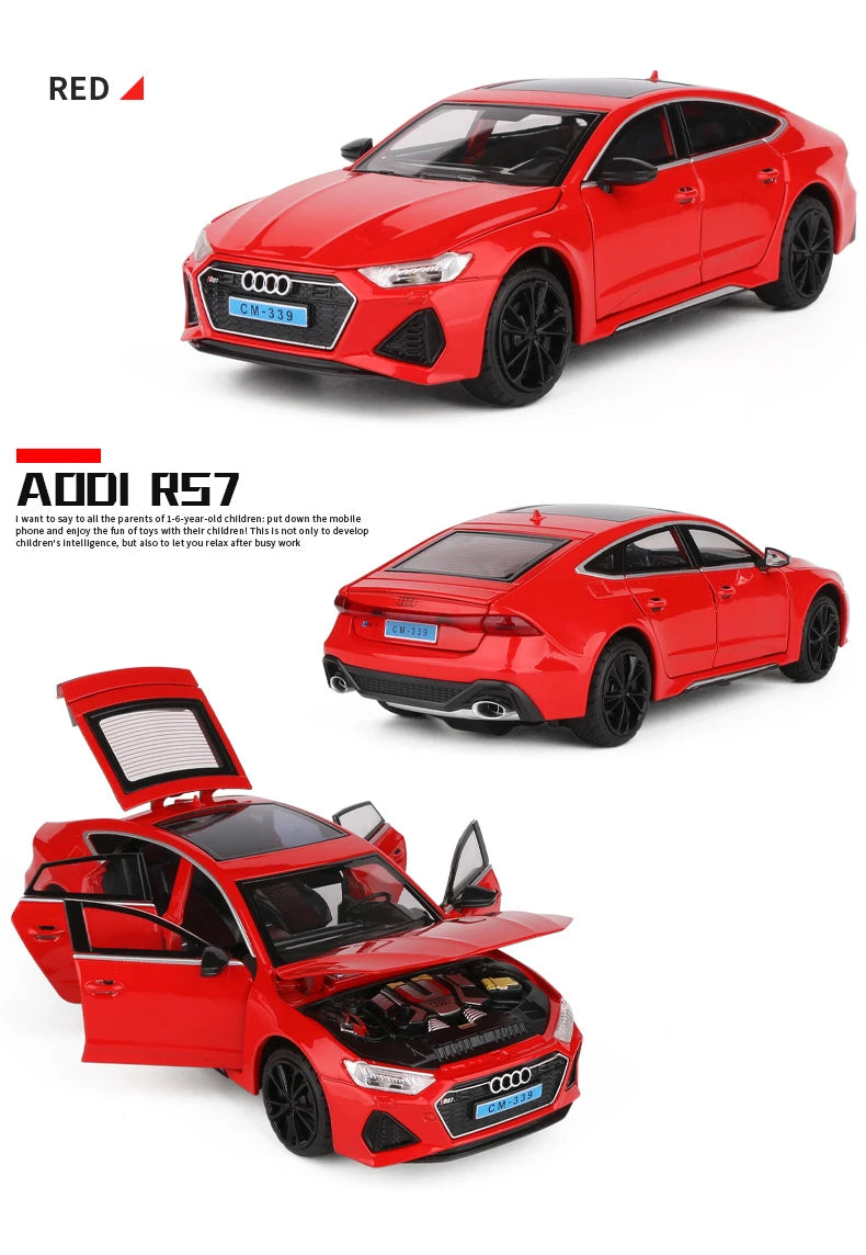 1:24 Audi RS7 Coupe Alloy Car Model Diecasts Metal Toy Sports Car Vehicles Model Simulation Sound Light Collection Kids Toy Gift