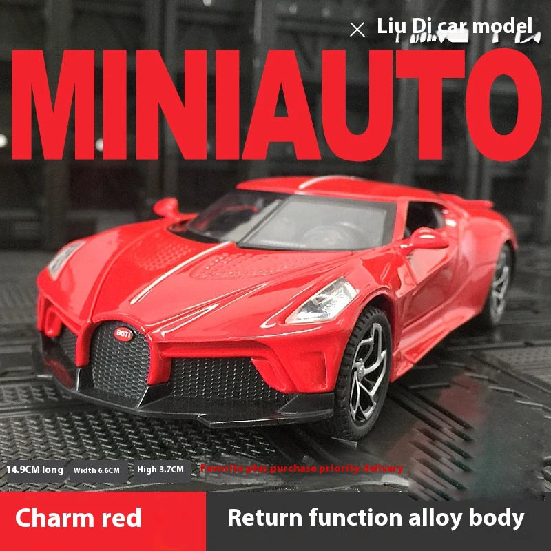 1:32 Bugatti La Voiture Noire Sports Car Alloy Diecast Simulation Metal Model Sound & Light Pull Back Toy Collection Kids Toys