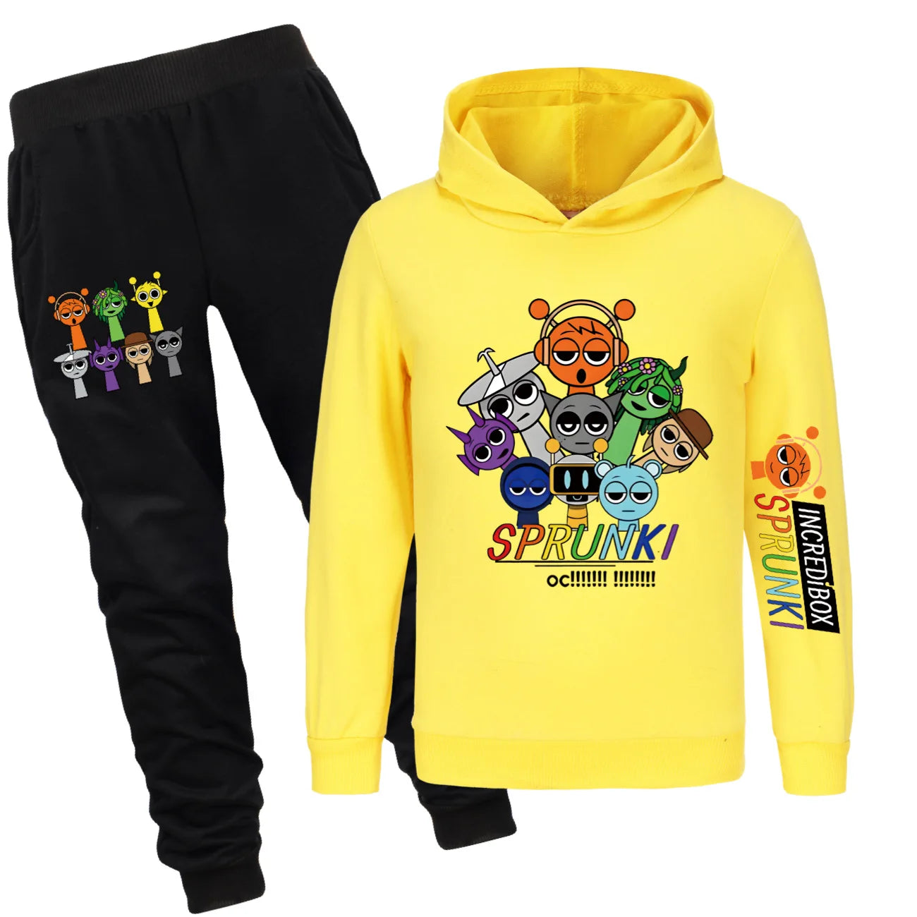 Sprunki Cartoon Clothes Kids Game Incredibox Jumper Boys Fashion Long Sleeve Sweatshirts+ Pants 2pcs Suits Toddler Girls Outfits