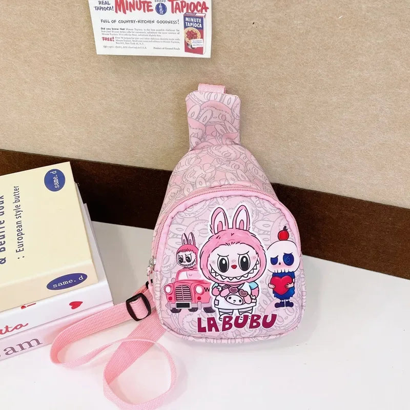 2024 new labubu POPMART LABUBU Children bag chest bag cartoon girl accessories bag trendy new one shoulder crossbody bag gifts