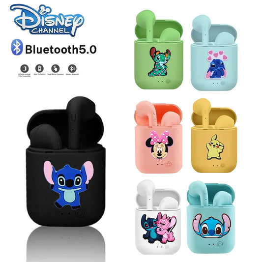 Disney TWS i7 Mini 2 trådløse hovedtelefoner Bluetooth 5.0 øretelefoner matte Macaron øretelefoner håndfri med mikrofon opladningsboks Headset