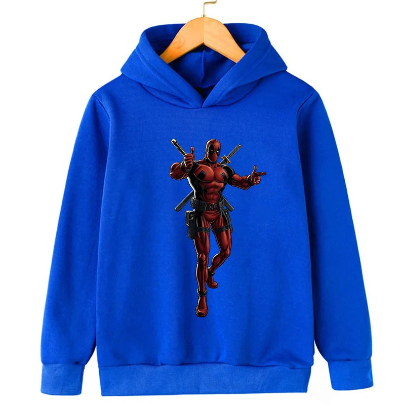 New Kids Spring Autumn Deadpool Hoodies Fashion Cartoon Printing Baby Boys Clothes Boys Casual Tops Sweatshirts 2-14Years Old