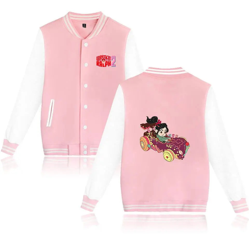 Wreck-It Ralph Varsity Baseball Bomber Jackets Men Women Clothes Streetwear Kids Boys Girls Harajuku Jacket Single Coats