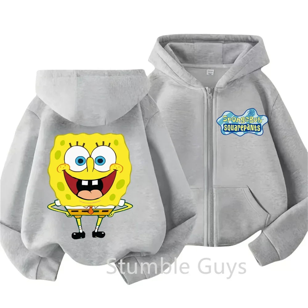 Spongebob Pie Big Star Squidward Kawaii Kids zipper hoodie print Fall/Winter comfortable loose top for boys and girls