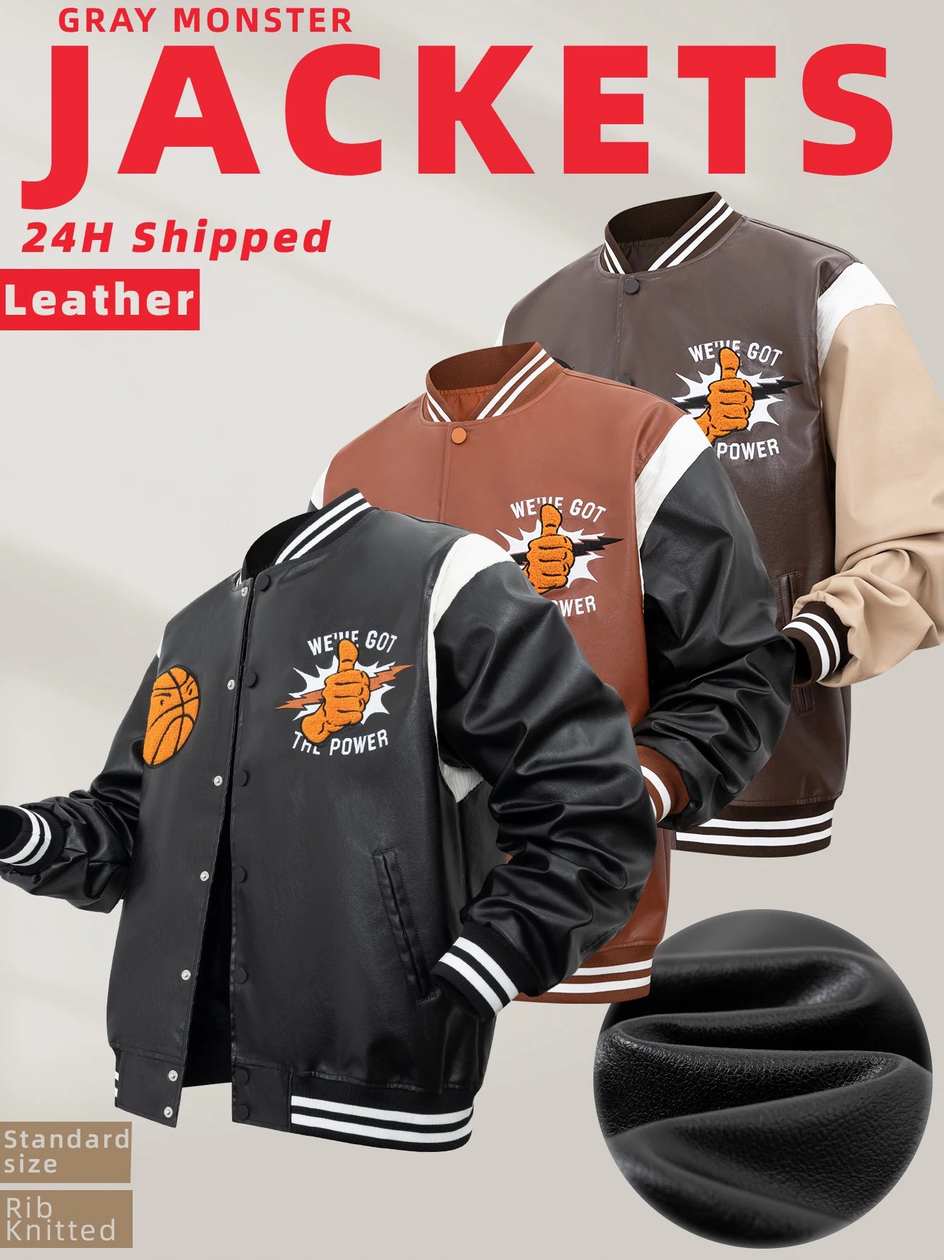 Men's Faux Leather Motorcycle Bomber Jacket Football Embroidery Baseball Uniforms 24H Shipped Spring&Autumn Loose Coats