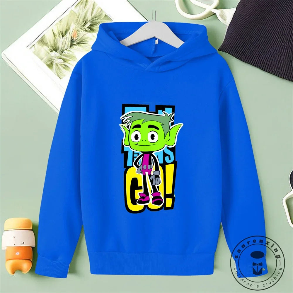 Marvel Teen Titans Go Kids Hoodie Kids Girls Clothing Fashionable Baby Boy Clothes Autumn Warm Sports Tops Back to School Gift