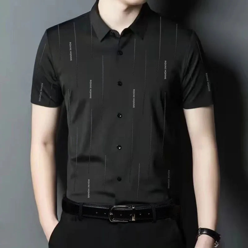 Summer Male Clothes All-match Single-breasted Polo-Neck Shirt