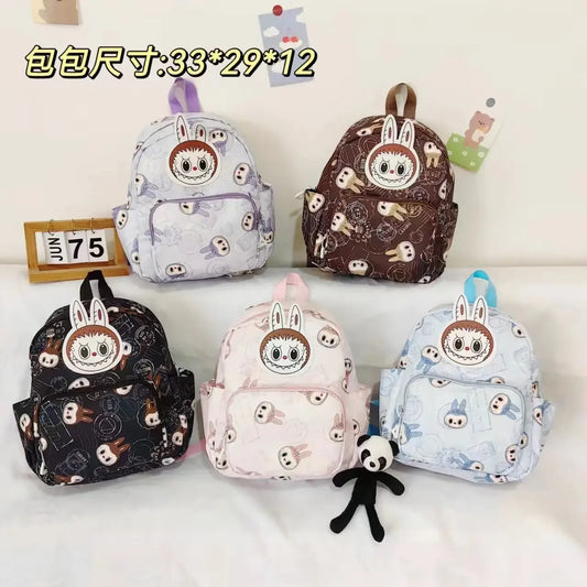 Cartoon Labubu Backpack Kawaii Brown Monster Kids Messenger Bag Cute Student Shouder Bag Outdoor Travel Use Children's Gift EB18