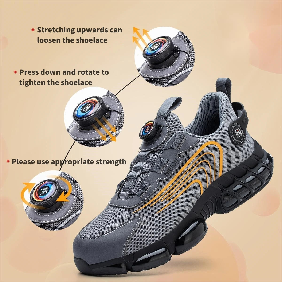 Rotating Buttons Work Safety Shoes Work Sneakers Men Protective Shoes Puncture-Proof Indestructible Shoes Security Boots