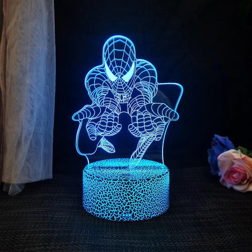 Hot Spider-Man 3D LED night light Remote control and touch 16 colors variable battery USB plug-in electric light Decoration ligh