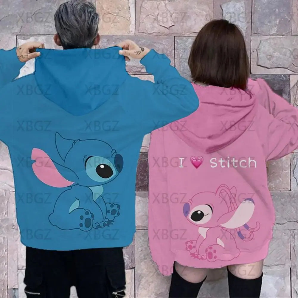 Disney Stitch Sweatshirt Woman 2024 Men's Sweatshirts Fashion Y2k Hoodie  Women's Couple Outfit Lovely Hoodies 3D Print Stitch