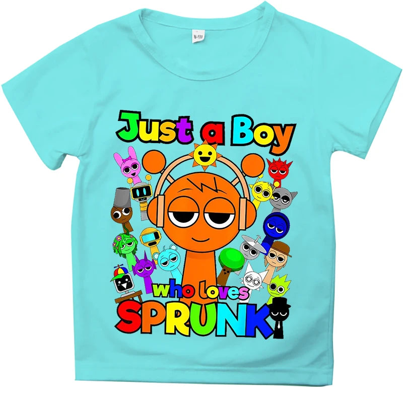 Kids T Shirts Game Sprunki Incredibox Cartoon Print Boys T shirt Summer Casual Short Sleeve Baby Girls Clothes Children Tee Tops