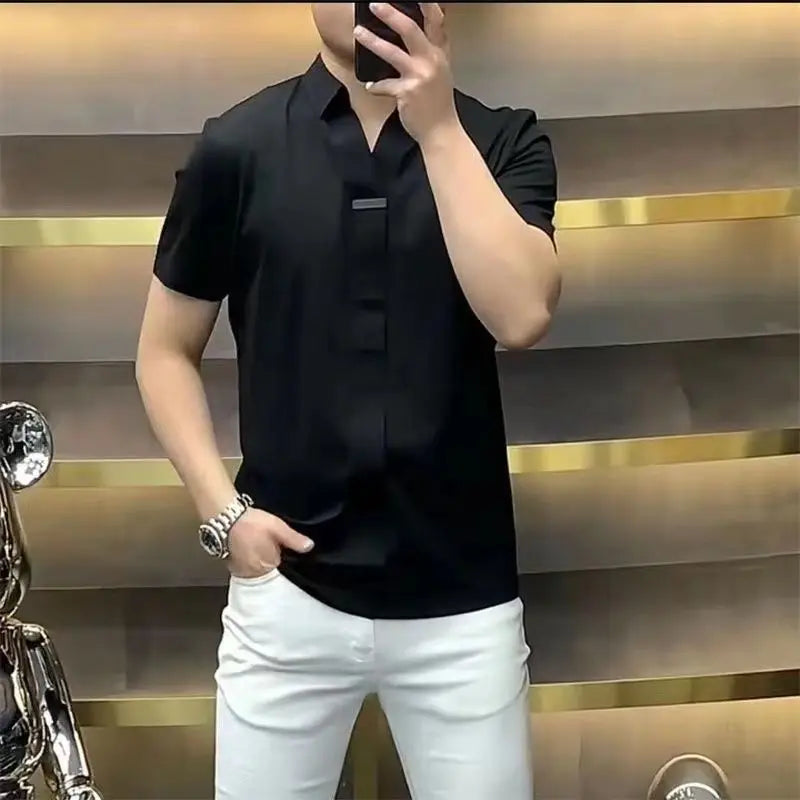 New Arrival Trendy Men's Slim Fit Short Sleeve Shirt for Business