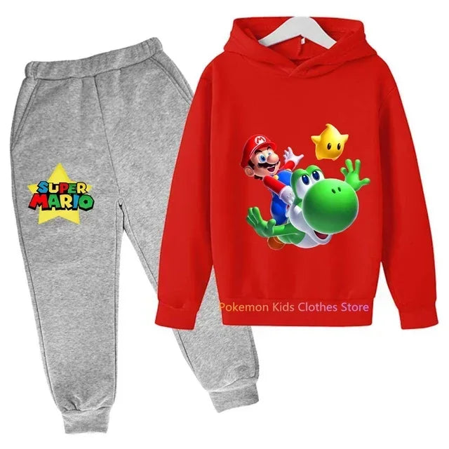 New Game Super Mario bros Set Kids Sweatshirt Children Jacket Boy Girl Clothes Spring Autumn Hoodie 3-14 years old Sweater Sales