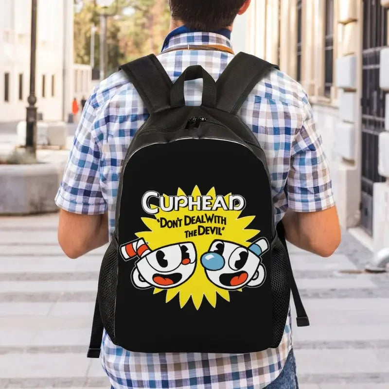 Customized hot game Cuphead Mugman laptop backpack men women fashion bookbag for school college students bag