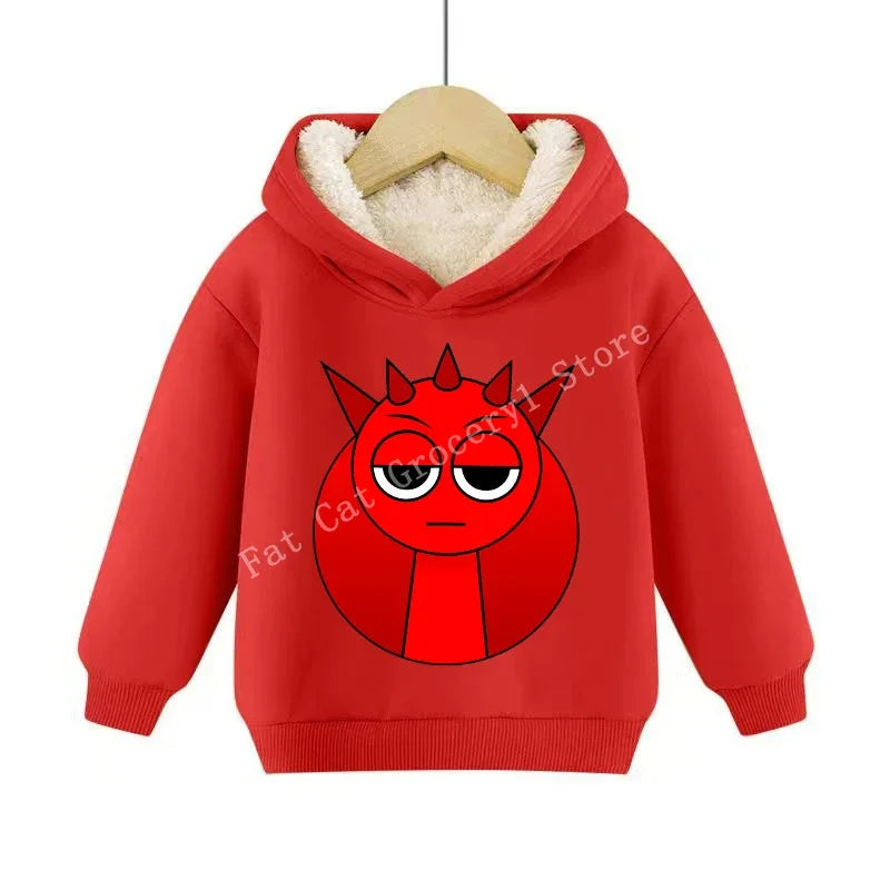 Sprunki Cute Hoodies Kids Incredibox Anime Action Figures Sweatshirt Boys Girl Winter Thickening Children Clothes Gift Hot Sales