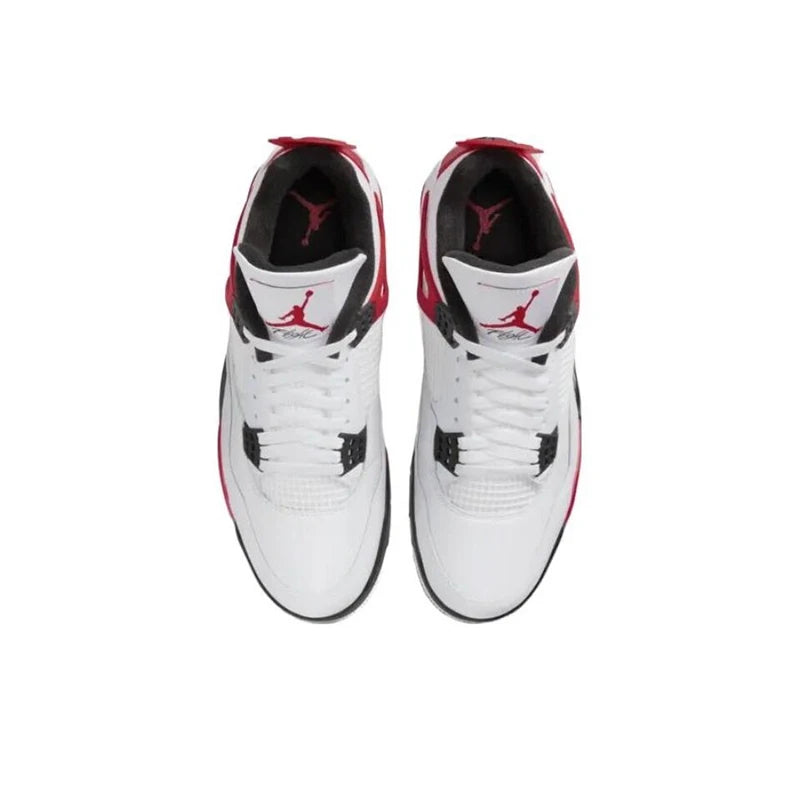 Original Air Jordan 4 "Neutral Grey" "Red Cement" Comfortable Retro Basketball Shoes Men's White and Black and Red DH6927-161