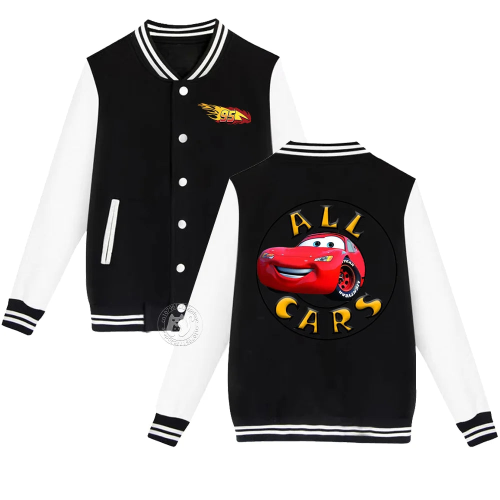 Kids 2-14 years old Fall/Winter Baseball uniform Flash McQueen 95 Racing Print Teen Girls Boys Outdoor padded warm coat