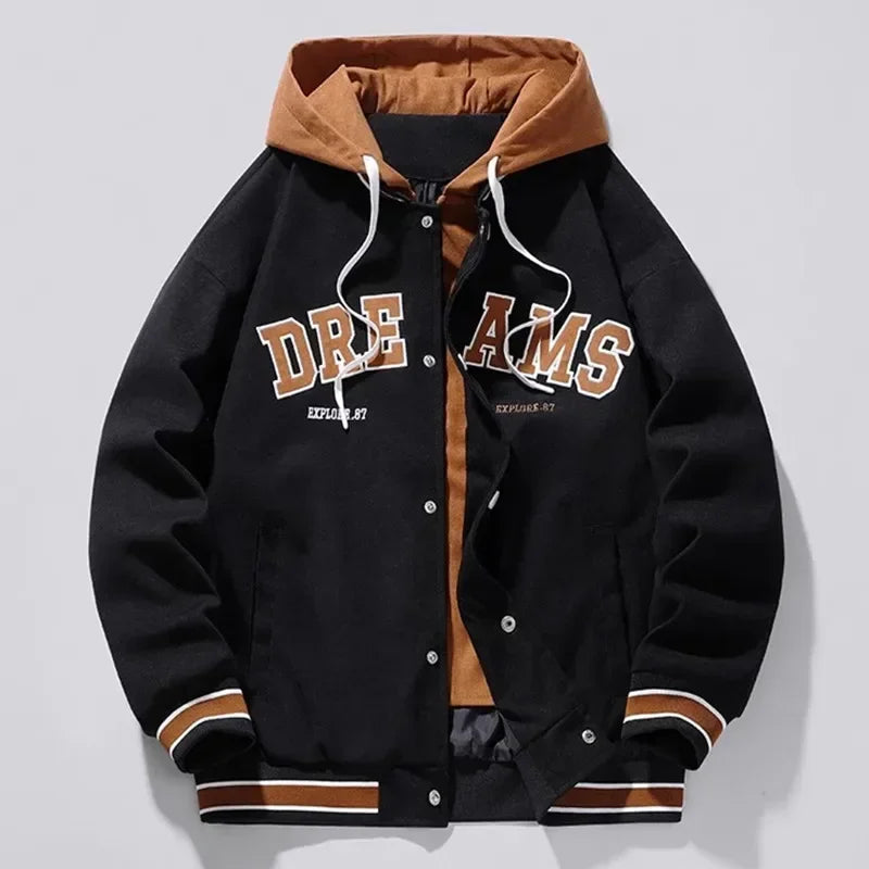 Men's Autumn New Trendy Brand Jackets Student Hooded Jacket Plus Size Coats Male High Quality Varsity Baseball Uniform Jacket