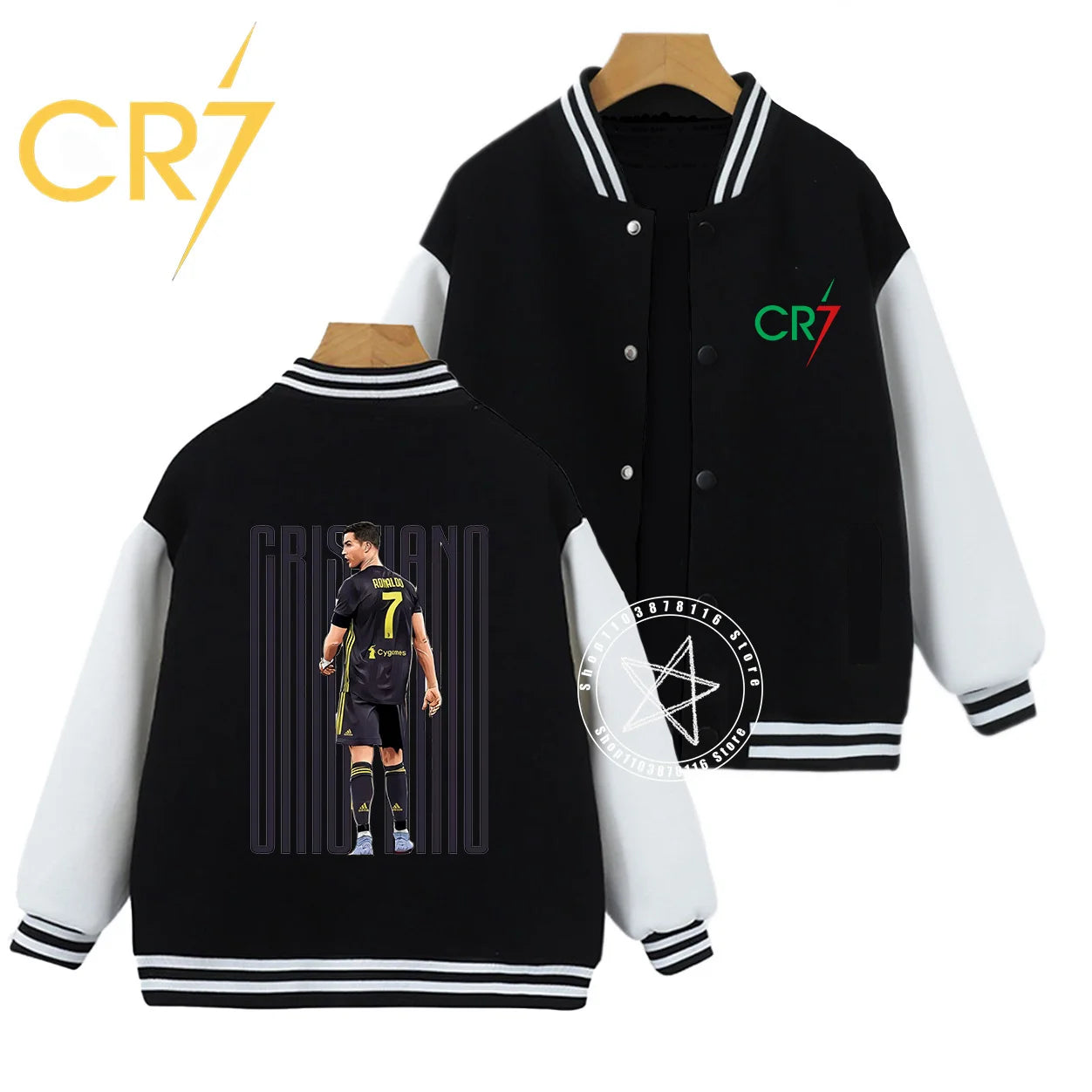 Autumn winter children handsome C Ronaldo personality print comfortable boys girls casual fashion kid thick baseball uniform