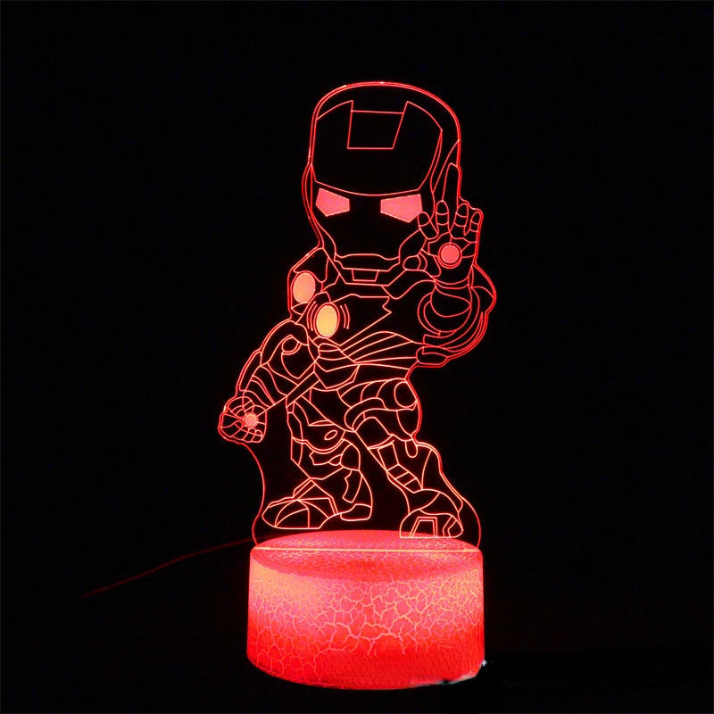 Anime The Avengers Infinity War 3D LED Nightlights Spiderman Ironman Hulk Thor Lamp Colorful Changing Night Lights Table Lampara