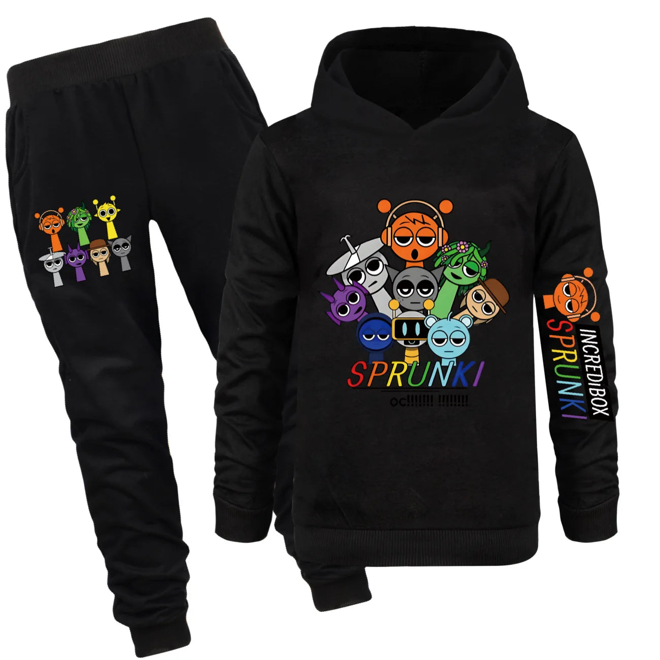 Sprunki Cartoon Clothes Kids Game Incredibox Jumper Boys Fashion Long Sleeve Sweatshirts+ Pants 2pcs Suits Toddler Girls Outfits