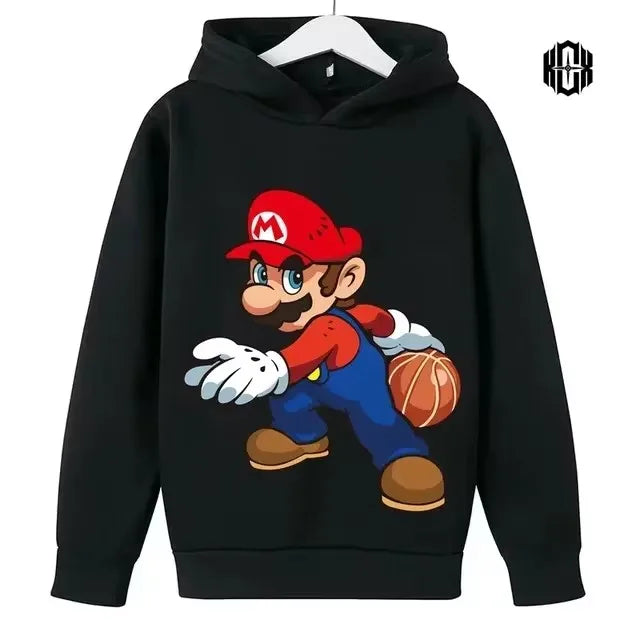 Autumn Cartoon Print Sports Children Hoodies Street Casual Fashion Sweatshirt 3-14 Years Kids Boy Girl Clothing Outdoor Pullover