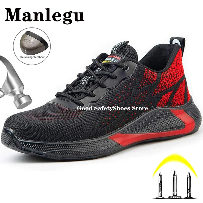 Indestructible Work Sneakers Men Women Safety Shoes Breathable Steel Toe Work Shoes Men Indestructible Construction Shoes Light