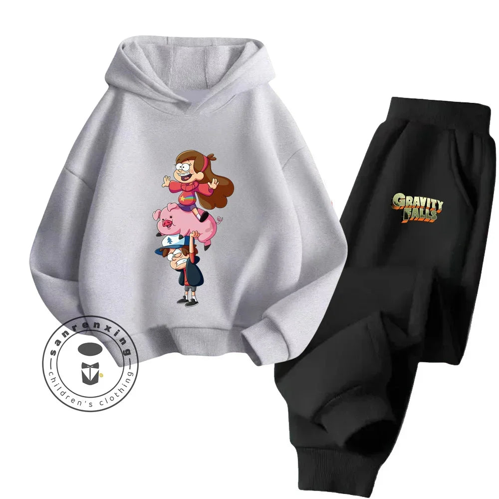 2024 Hot Gravity Falls cute Cheap Hip-Hop Kids sports set Kawaii animation boys and girls children sweatshirt sweatpants set