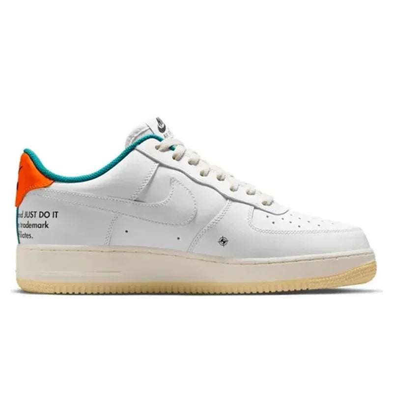 Nike-Air Force 1 Basses pour Femmes et Femmes, Chaussures de Skateboard Confortables, Unisexes, Blanc, Orange