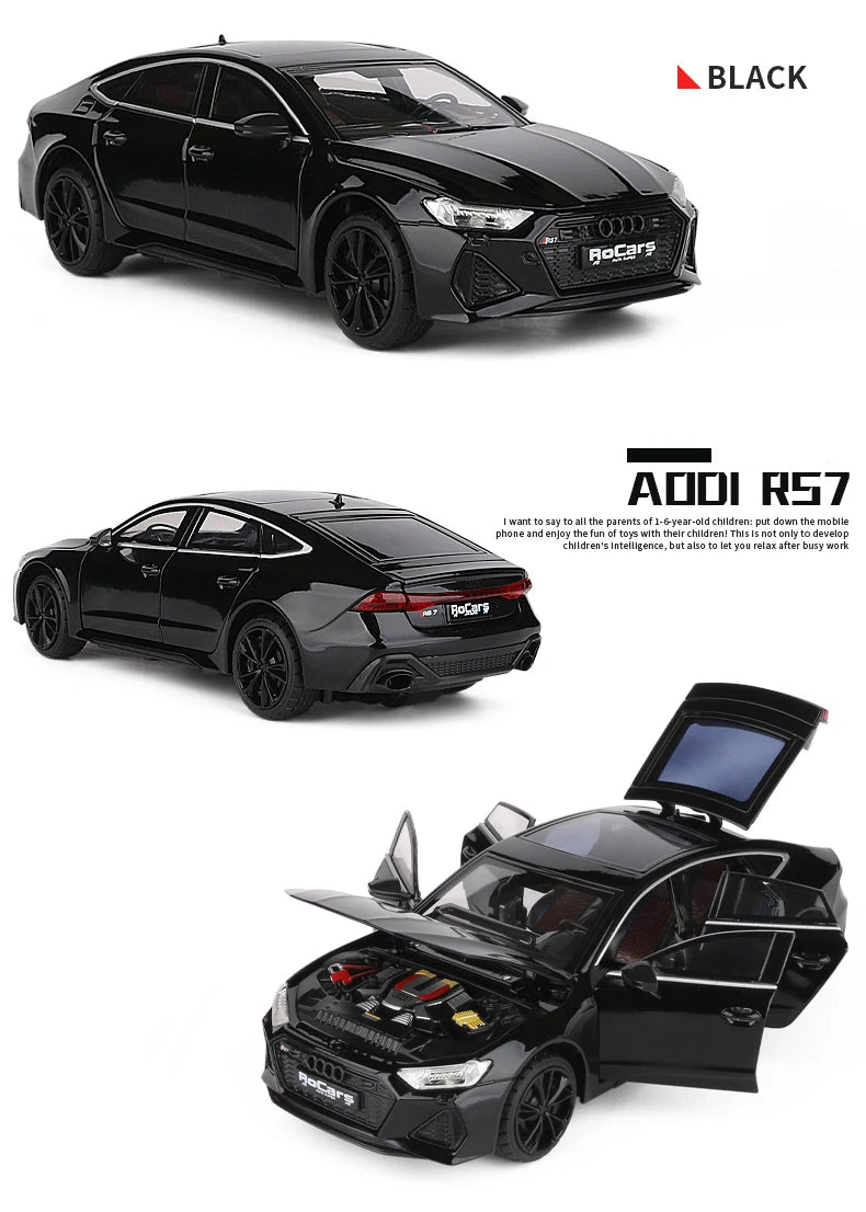 1:24 Audi RS7 Coupe Alloy Car Model Diecasts Metal Toy Sports Car Vehicles Model Simulation Sound Light Collection Kids Toy Gift