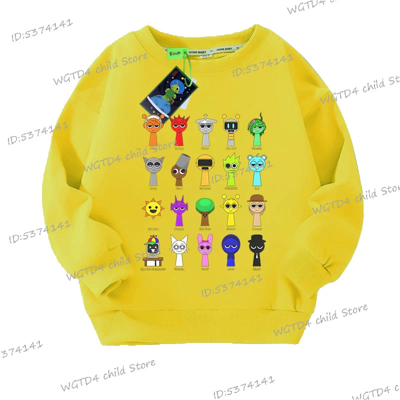 Fashion Boys Girls Cute Sprunki Sweatshirt Autumn Winter Funny Incredibox Game Figure Trend Long Sleeve Pullover Kids Sportswear