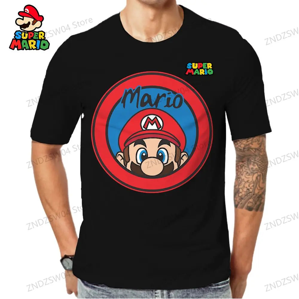 Y2k Super Mario 3D Print Parent-child Wear 110-6XL Men's Children's T-Shirt Short Sleeve 2024 Summer Harajuku Style Fashion Tops