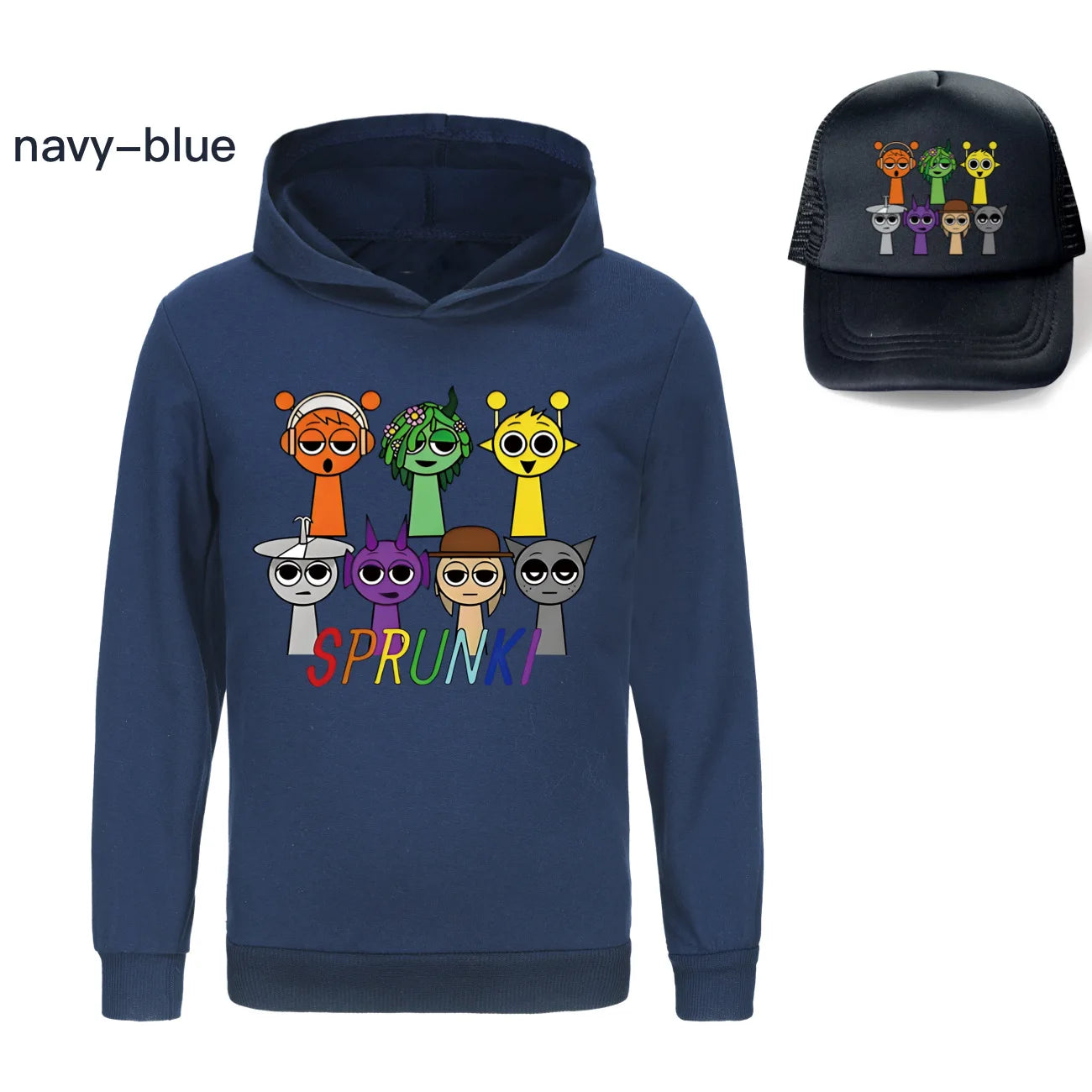 Sprunki Incredibox  Game  Tag Clothes Kids Hooded Sweater Shirt Hat Boys Cotton Girls Fashion Clothes Toddler Long Sleeve Tops