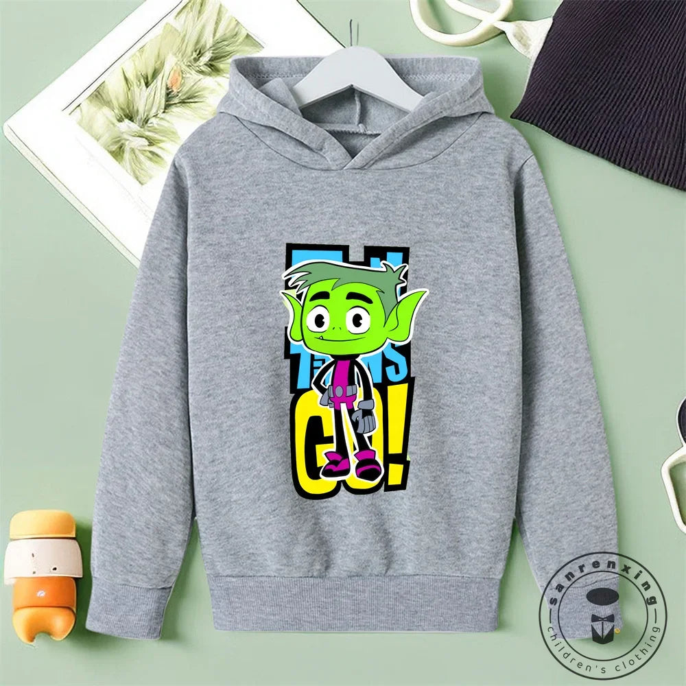 Marvel Teen Titans Go Kids Hoodie Kids Girls Clothing Fashionable Baby Boy Clothes Autumn Warm Sports Tops Back to School Gift