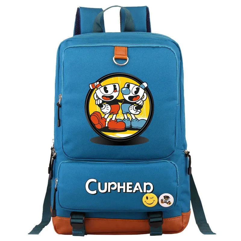 Cuphead Game Mugman Backpack Girls Boys Schoolbag Large Capacity Laptop Bag Waterproof Multifunction Backpack