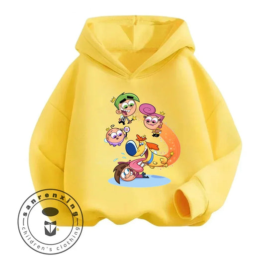 Cartoon The Fairly OddParents Baby Girl Boy Long Sleeve Pullover Sports Boy Girl Autumn Winter Children's Sweatshirt 1-16Y