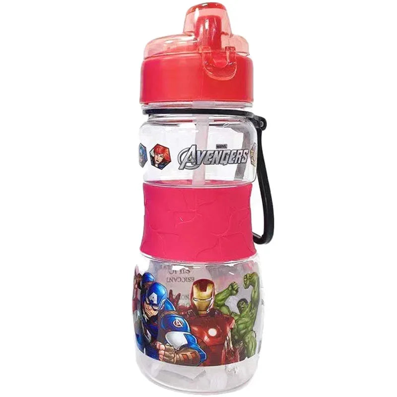 Disney Kids Water Sippy Cup Frozen Cars McQueen Spiderman Cartoon Baby Feeding Cups with Straws Outdoor Portable Bottles