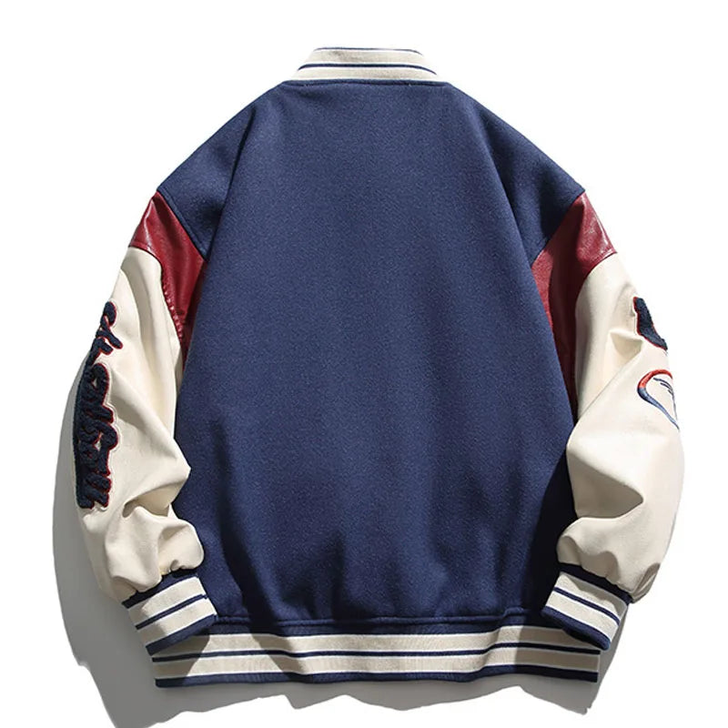 Streetwear Vintage Patchwork Baseball bomber student style jacket men collage jacket men  american vintage jacket