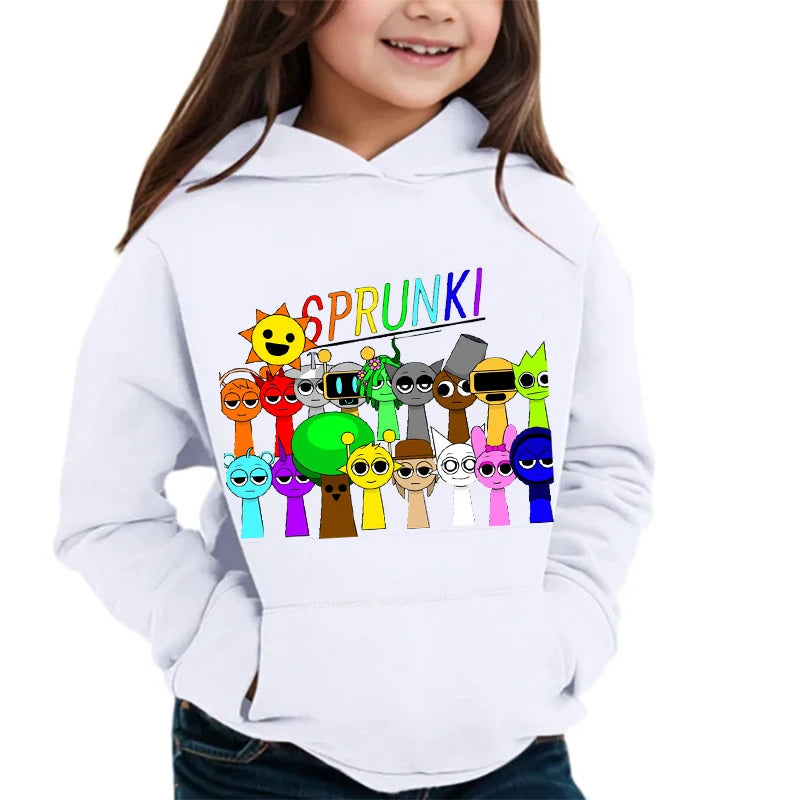 Sprunki Hoodie Boys Girls Funny Game Hoodie Spring Hooded Sweatshirts Children's Clothing Cartoon Print Hoodies Kids Casual Tops