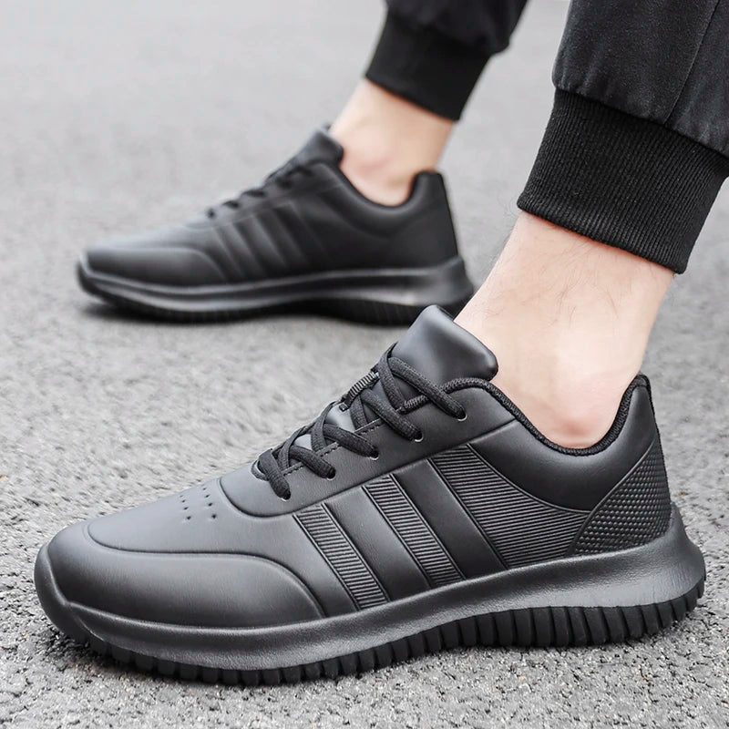 Chef shoes four seasonal couples casual leather shoes anti-skid soft soles fashion versatile tide shoes men's plus size shoes