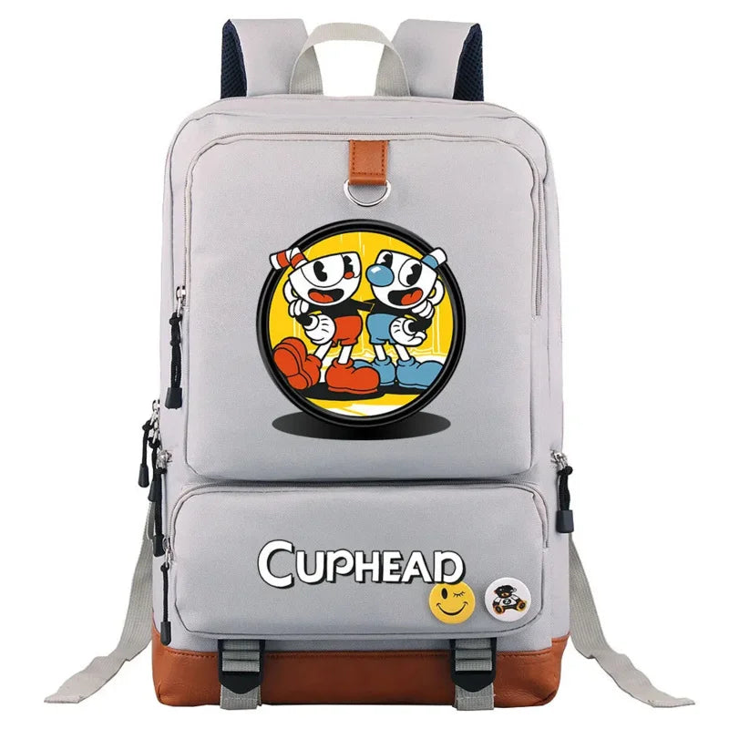 Cuphead Game Mugman Backpack Girls Boys Schoolbag Large Capacity Laptop Bag Waterproof Multifunction Backpack