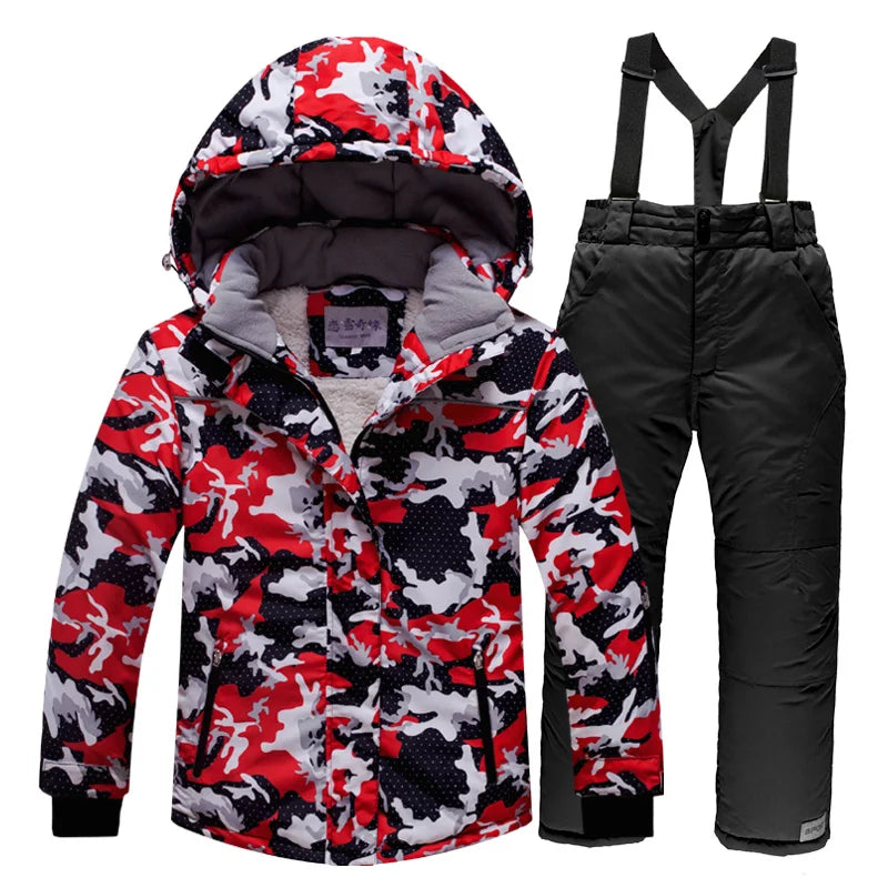 OLEKID 2024  Winter Children Boy Ski Suit Waterproof Girl  Jacket Overalls Snowsuit 3-16 Years Kid Teenage Parka Snow Suit