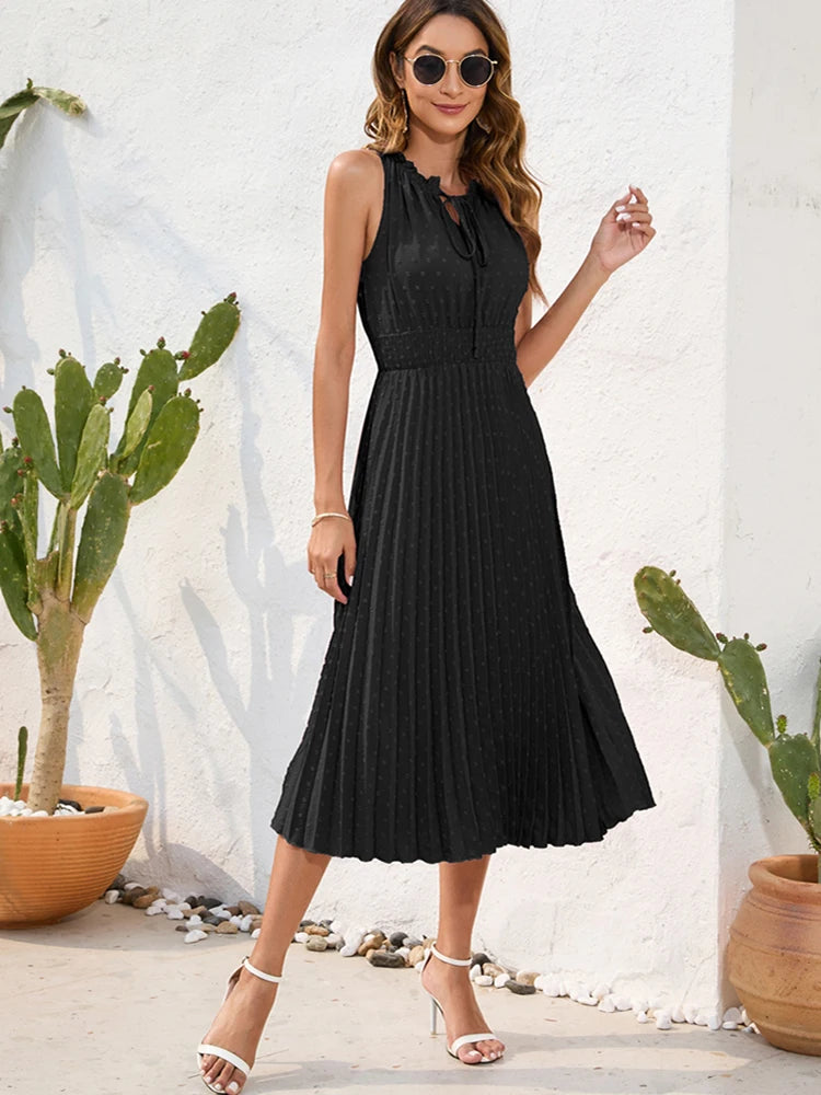 Slim Sleeveless Holiday Beach Dress Fashion Black A-line New In Dresses 2023