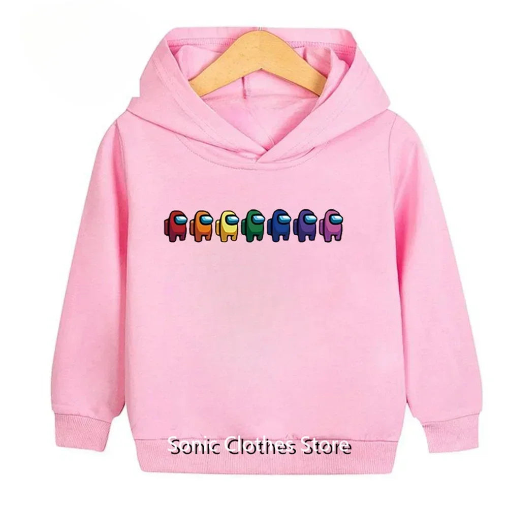 Super Marios Bros Kids Hoodies 3D Anime Hooded Sweatshirt for Children 100-160CM Spring Winter Boys Girls Cartoon Print Hoodie