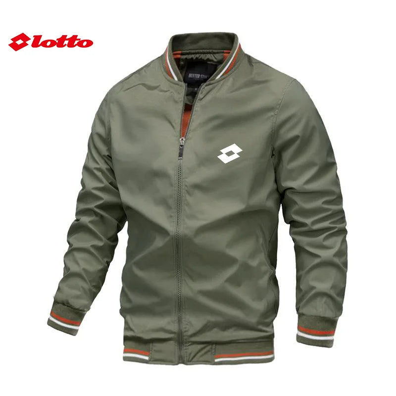 Embroidered Autumn and Winter Men's Stand Collar Casual Zipper Jacket Outdoor Sports Coat Windbreaker Jacket for Men Waterproof