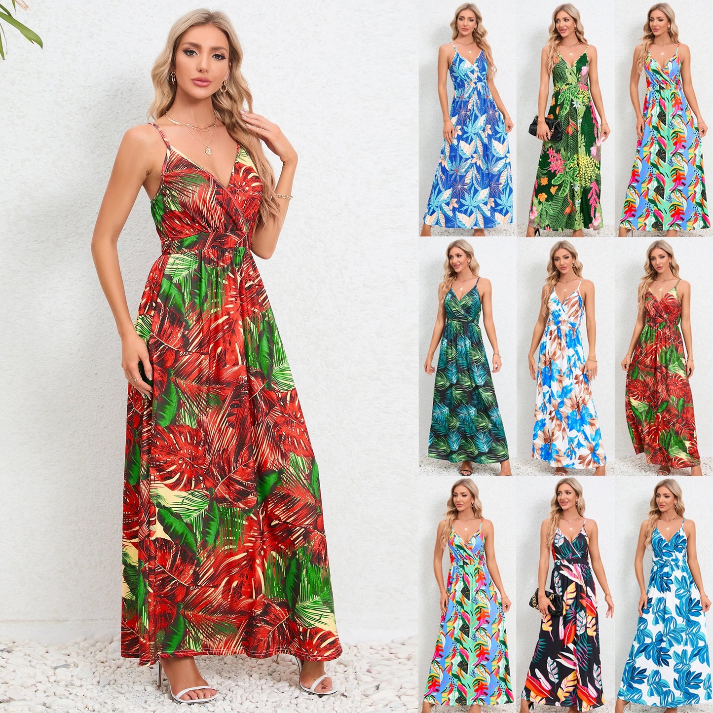 2024 summer foreign trade print European and American women's dress new designer