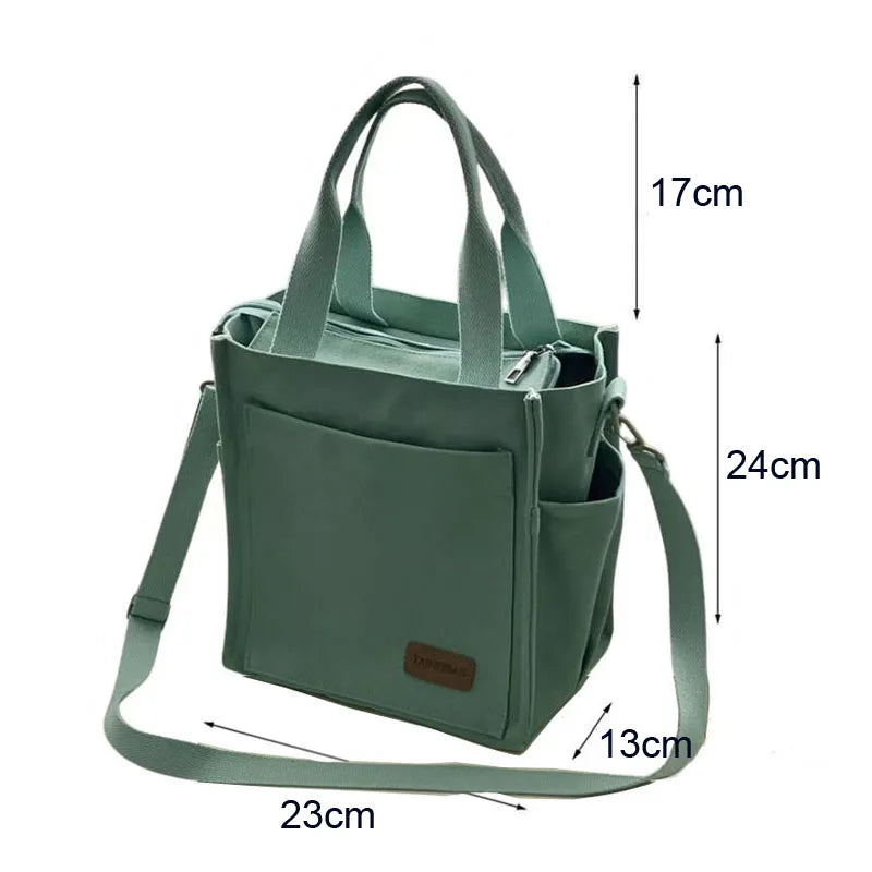 Multi Pocket Large Capacity Canvas Tote Shoulder Bag