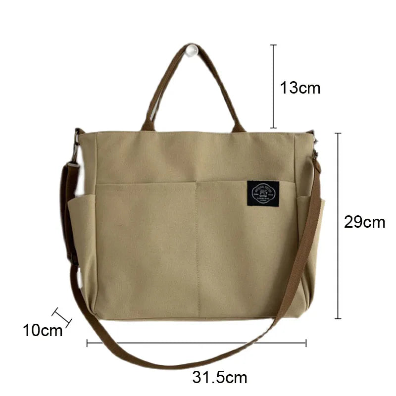 Retro Large Capacity  Multi Pocket Zipper Casual Tote Bags