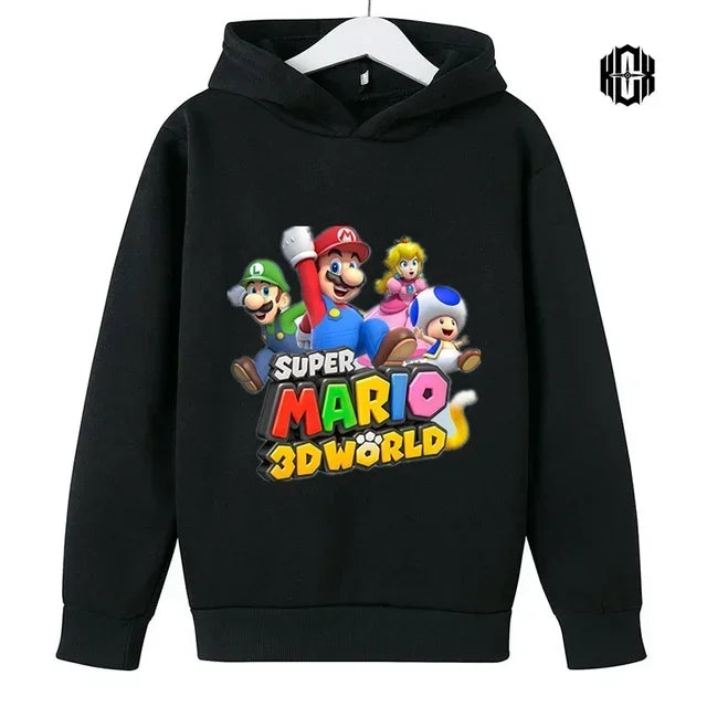 New Game Super Mario Bros Hoodies Kids Printed Sweatshirt Long Sleeve Clothes for Teens Boys Girls 3-12years Child Pullover